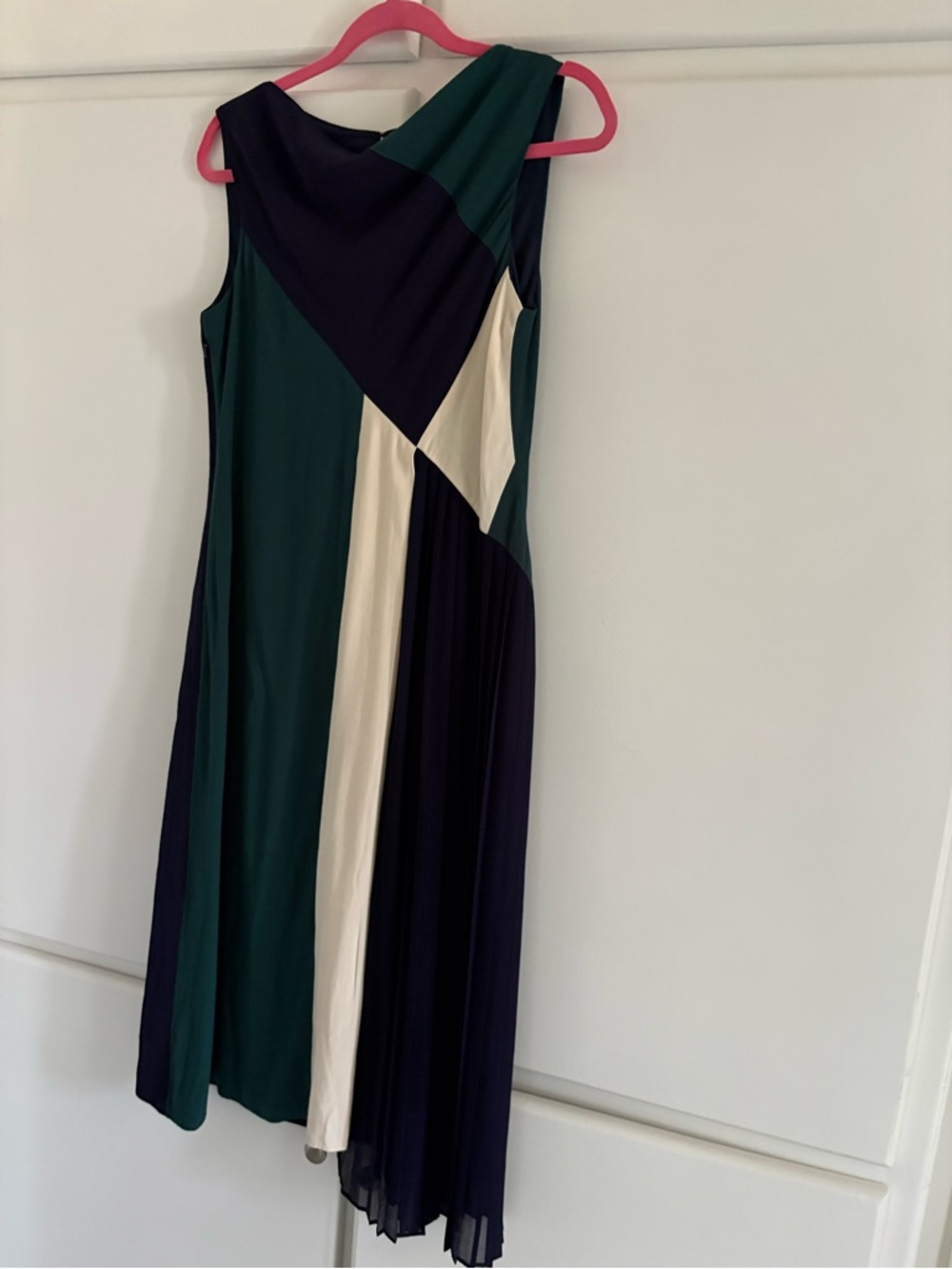 NIC+ZOE Sleeveless Colorblock Midi Dress in Emerald, Navy & Cream